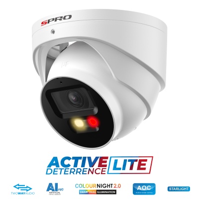 SPRO 4MP IP Turret Active Deterrence LITE with COLOUR NIGHT 2.0, Built-In Microphone and Speaker